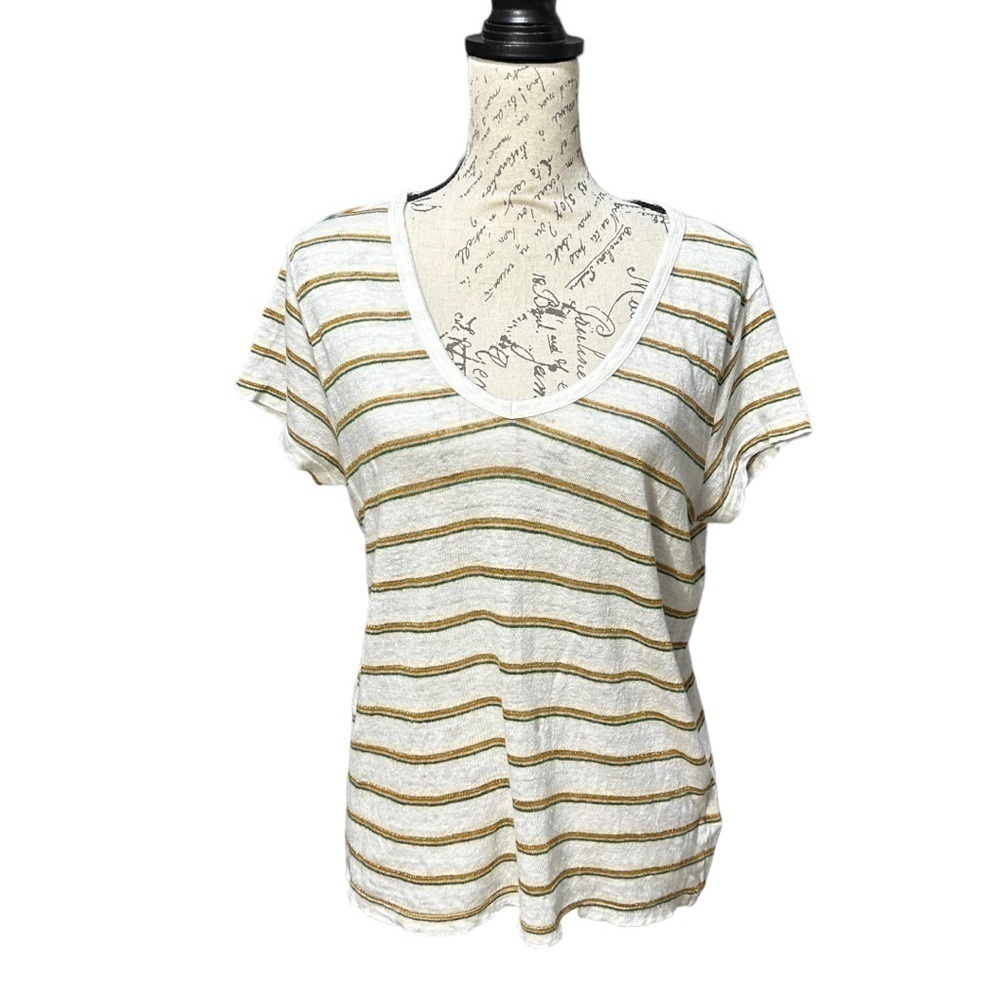 Banana Republic Stripe Linen T-shirt Size Medium